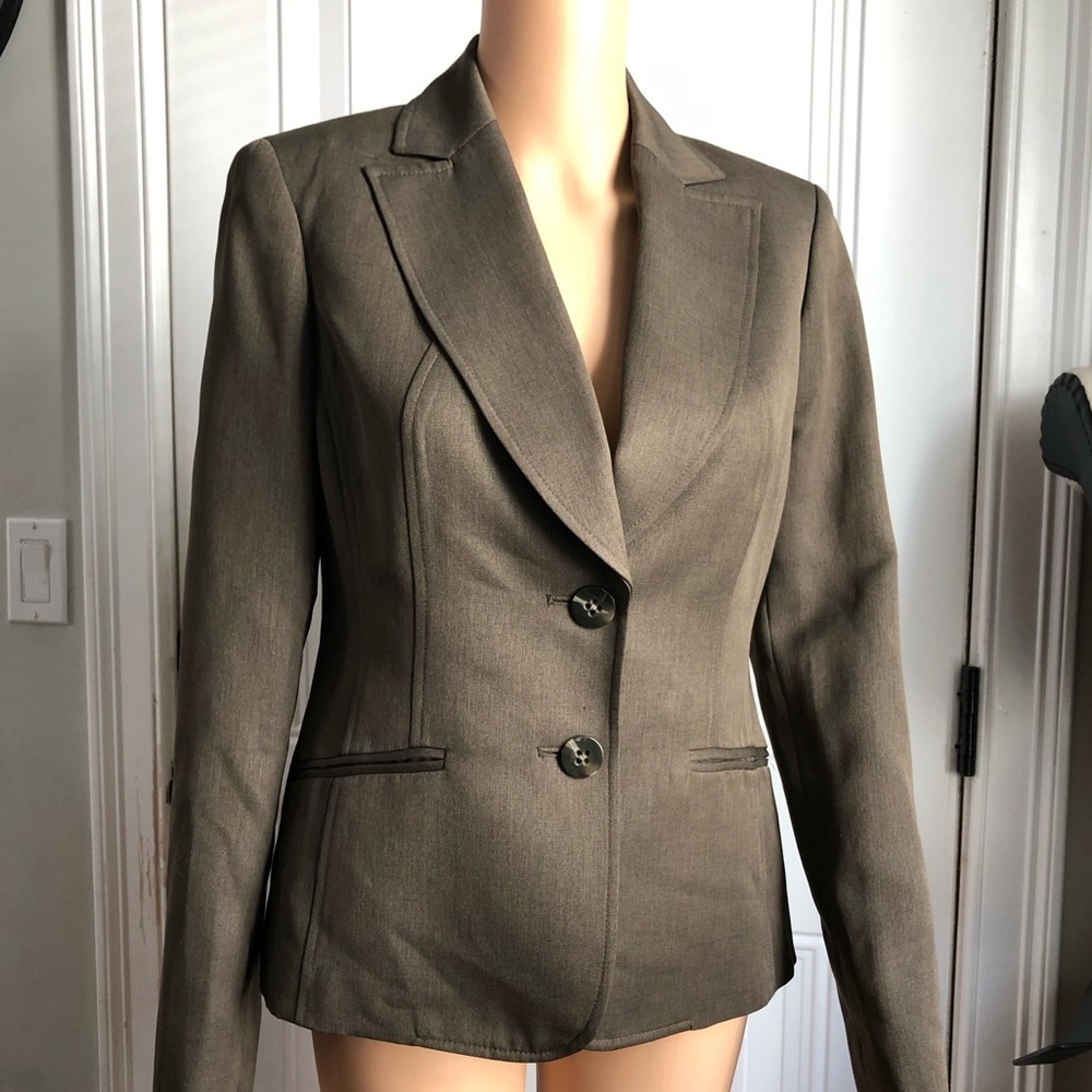 Jones New York Greenish/ Brown Lined Blazer Size4